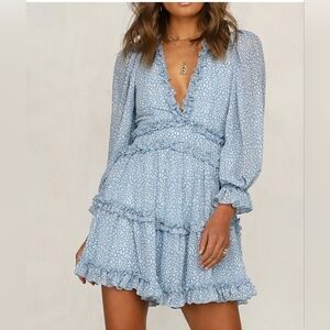 Blue Floral Women's Dress..SIZE:M